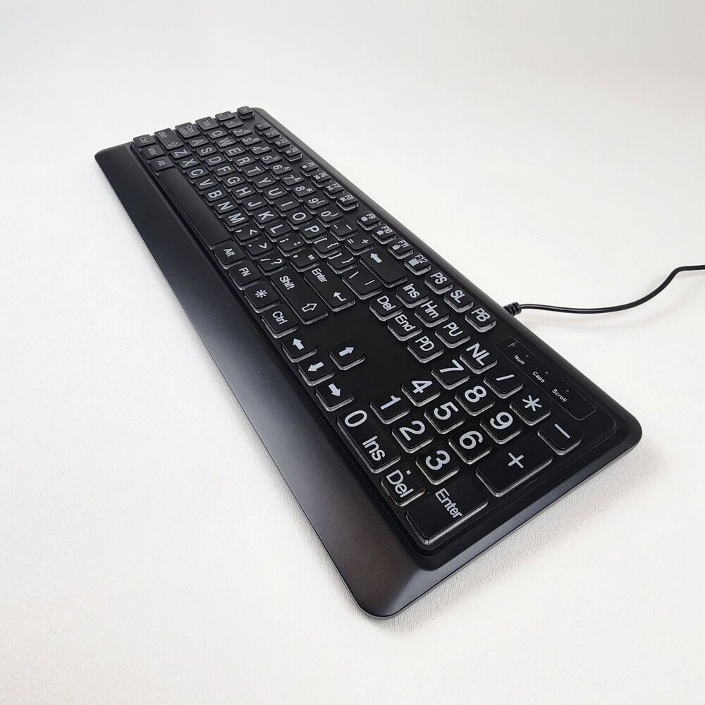 Large Print Backlit USB Keyboard Full Size LED Wired Computer Keyboard - Picture 5 of 8